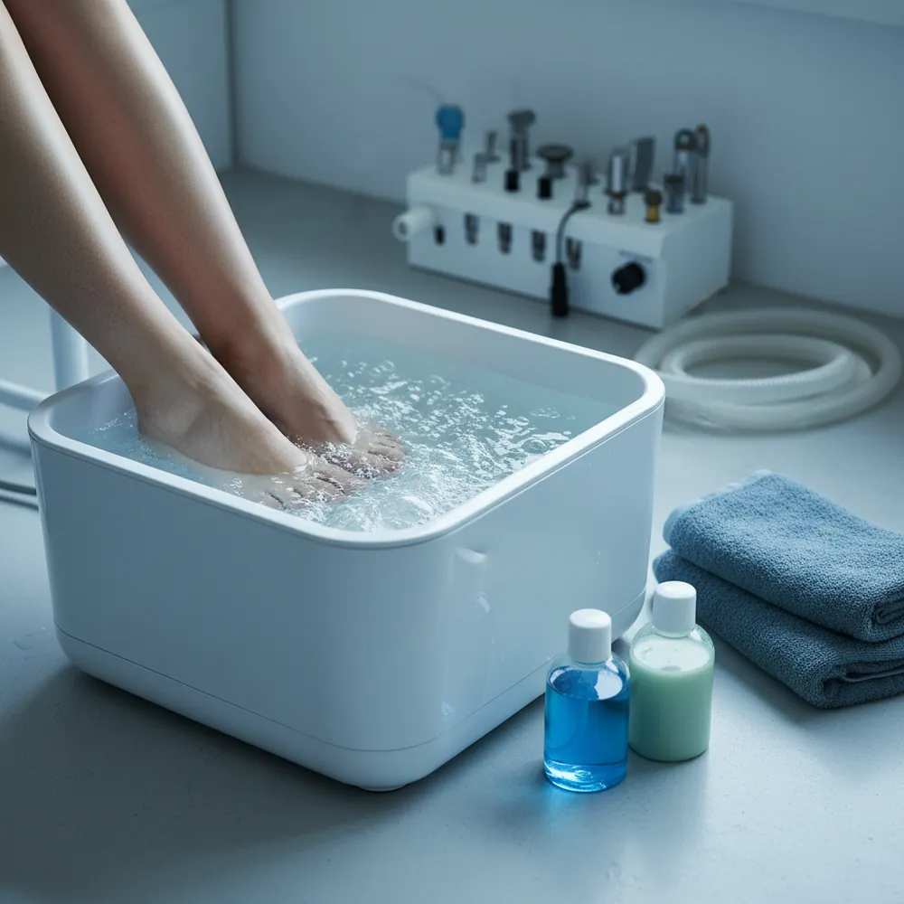 Bain de pieds au Dakin et désinfectant